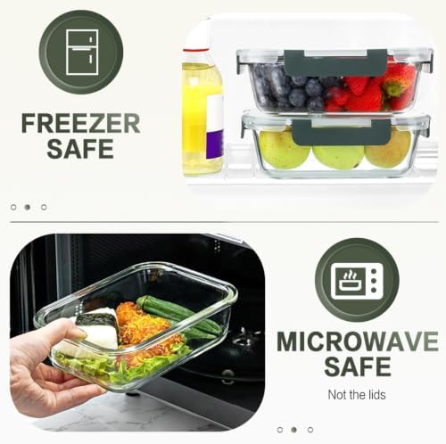 KOMUEE 10 Pack 30 oz Glass Meal Prep Containers