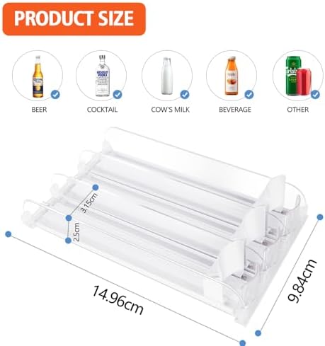 Stackable Soda Can Organizer for Refrigerator, Automatic Drink