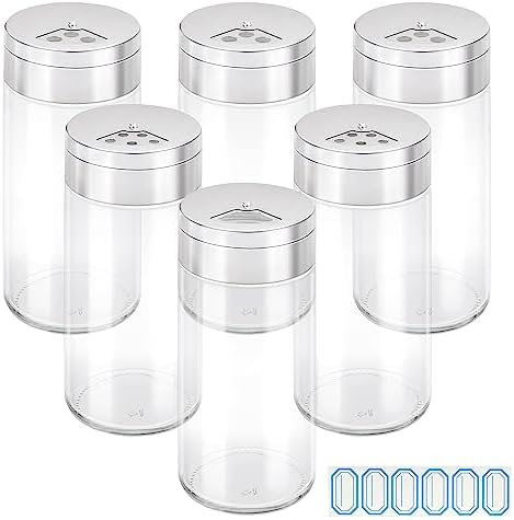 Segarty Spice Jar with Shaker Lids, 6 Pack 6 oz Spice Jars with