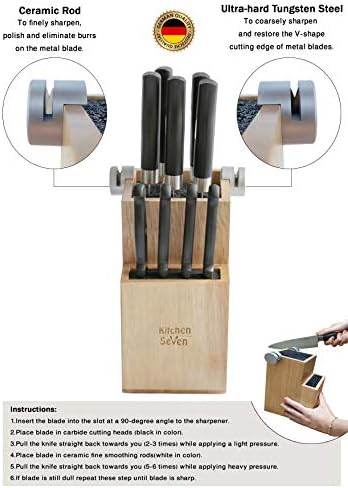 Bamboo Universal Knife Block with 2 Built-In Sharpeners