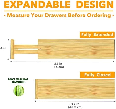 SpaceAid 4“ High Bamboo Deep Drawer Dividers with Labels, Kitchen