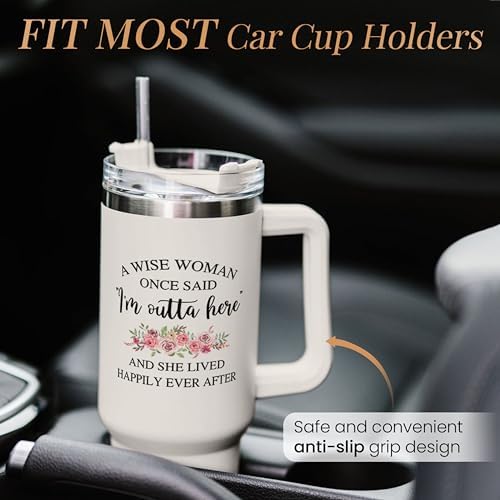 SANDJEST Retirement Tumbler 40oz Stainless Steel with Handle and Straw