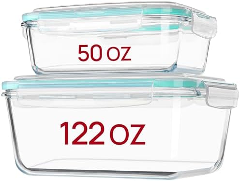 Vtopmart Large Glass Food Storage Containers, 122oz+50oz, 2 Pack