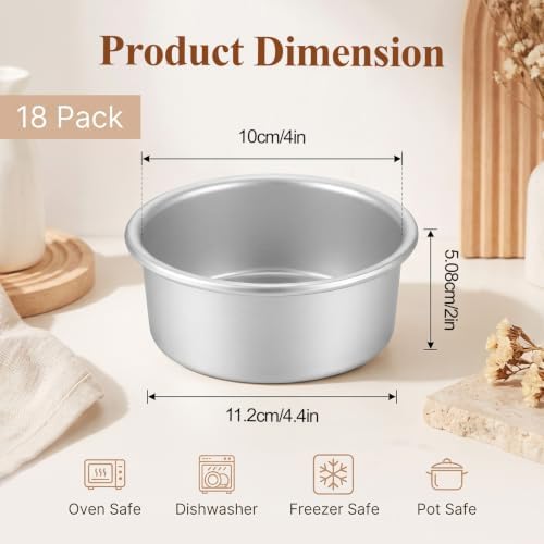 18 Pcs 4 Inch Round Cake Pans Aluminum Round Baking Molds