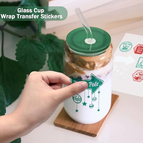 WHEATHUSK 20 Pack Glass Cups with Acrylic Lids and Glass Straws 16oz
