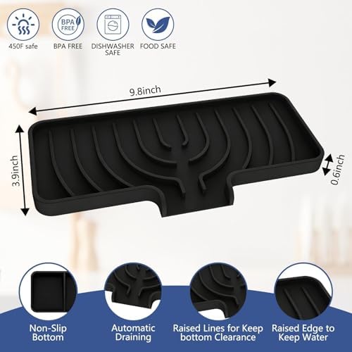 Silicone Sink Sponge Holder with Drain Spout, Black