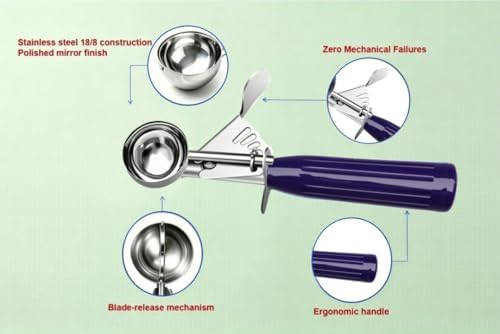 TOPKITCHEN Commercial-Grade Ice Cream Scoop 0.75 oz, 18/8 Stainless