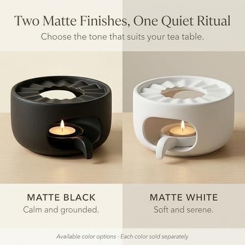 Ceramic Teapot Warmer with Removable Candle Spoon, Tea Pot Warmer Base