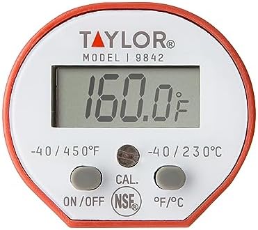 Taylor Waterproof Digital Instant Read Thermometer, Red