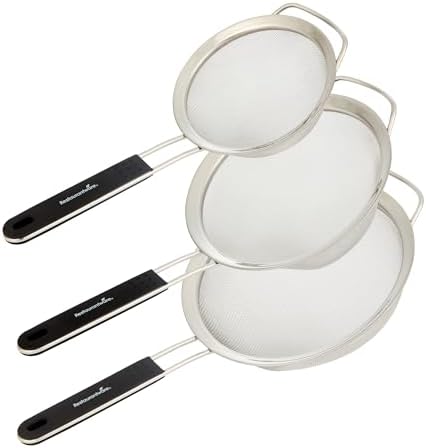 Restaurantware Round Stainless Steel Extra Fine Mesh Strainer Set