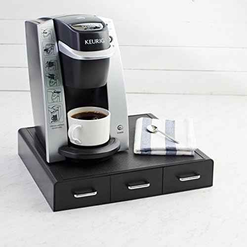 Amazon Basics K-Cup Compatible Coffee Pod Storage Drawer, 3 Easy-Open Drawers, 36 Pod Capacity, Black