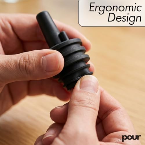Black Premium Quality Liquor Pour Spouts Pack 12 Reusable Leakproof