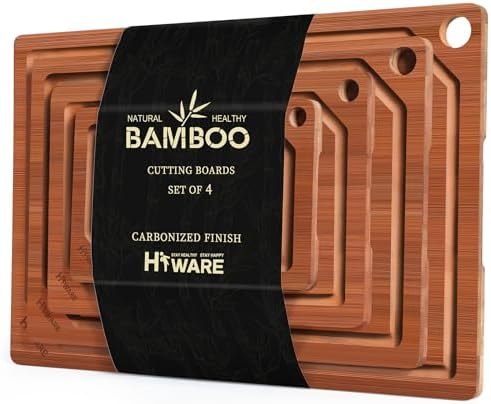 Hiware 4 Pieces Extra Large Wooden Cutting Boards Set- Bamboo Cutting