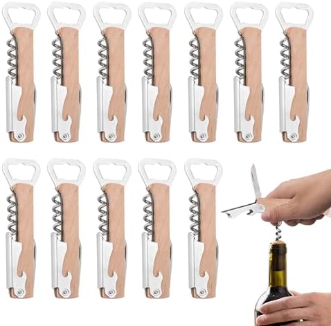 12Pcs Wooden Wine Bottle Opener Groomsmen Gifts for Wedding Day 4 in 1