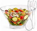 Covzoe 108 Oz Acrylic Salad Bowl with Serving Utensils, 10.4 Inch