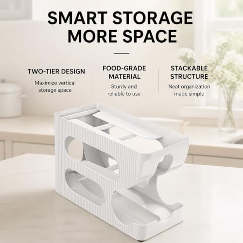 2-Pack Rolling Can Organizer for Refrigerator, Bottle Opener