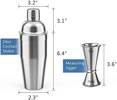 LUCKYGOOBO Cocktail Shaker Set Martini Shaker with Double Measuring