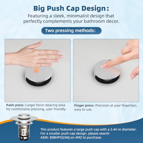 Hibbent Upgraded 3 in 1 Bathroom Sink Drain Strainer, Universal Pop Up
