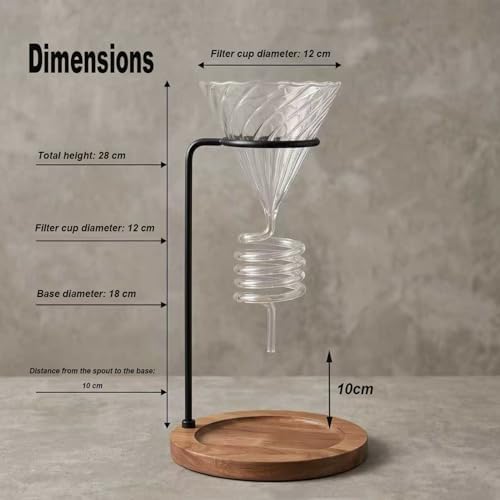High-Borosilicate Glass Pour Over Coffee Maker,Spiral Design Glass