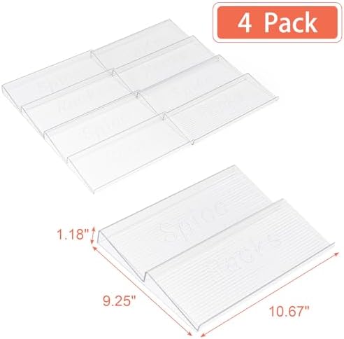 Husfunov Acrylic Spice Drawer Organizer, 4 Tier- 4 Pack Clear Spice