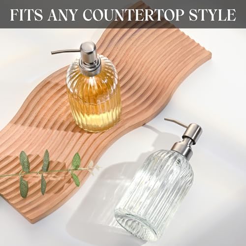 2 Pack Clear Glass Hand Soap Dispenser Set