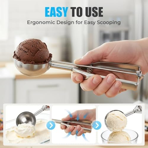 Ice Cream Scoop, Cookie Scoop Set, Stainless Steel Baking Scoop for