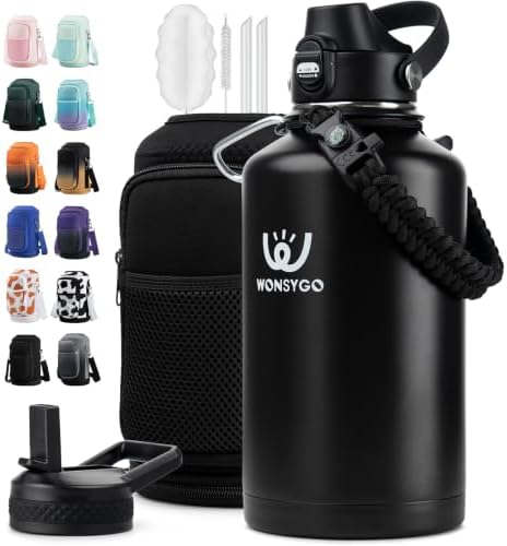 64oz Insulated Water Bottle Leak Proof with Carrier Bag for Sports