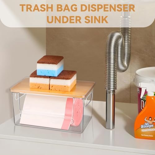 Trash Bag Holder Dispenser, Under Sink Organizer for Pantry, Kitchen