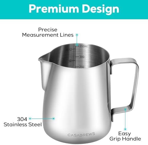 CASABREWS CASMP350 Milk Frothing Pitcher with Sharp Spout, 350ml