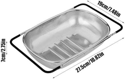 Over Sink Colander, Expandable Stainless Steel Basket with Handle Fine