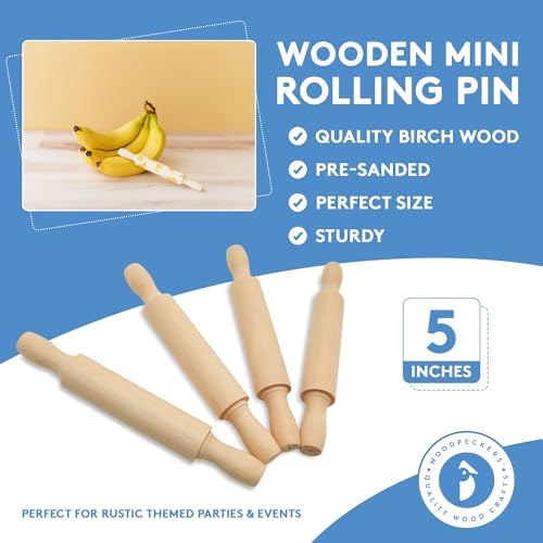 Wooden Mini Rolling Pin, 5 Inches Long, Pack of 6, Great for in The
