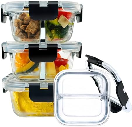 3-Pack 8 oz Glass Snack Containers