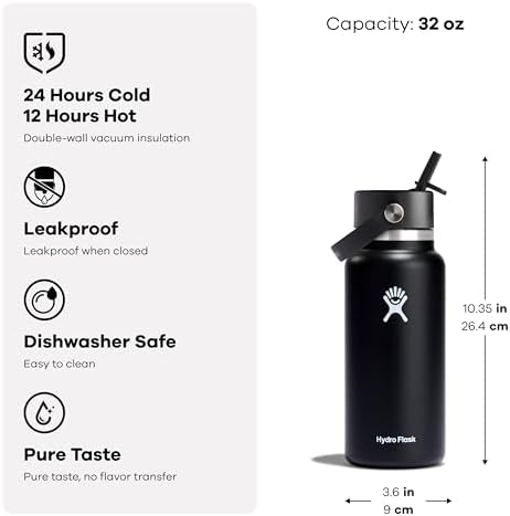 Hydro Flask Water Bottle - Insulated Stainless Steel - Wide Mouth Flex