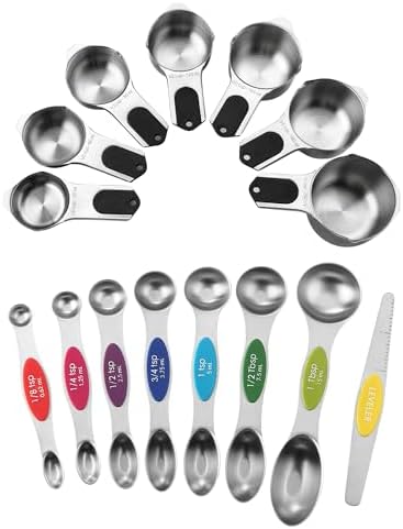 Spring Chef Stainless Steel Magnetic Measuring Cups, Set of 7, Black &