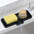 Silicone Sink Sponge Holder with Drain Spout, Black
