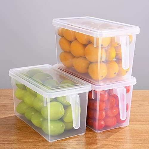 Sooyee 4 Pack 5L Fridge Organizer with Handle & Lid, Clear