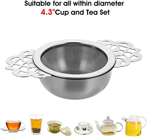 2 Pack Small Fine Mesh Tea Strainers with Bowl, Stainless Steel Loose