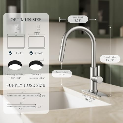 FORIOUS Kitchen Faucet with Pull Down Sprayer