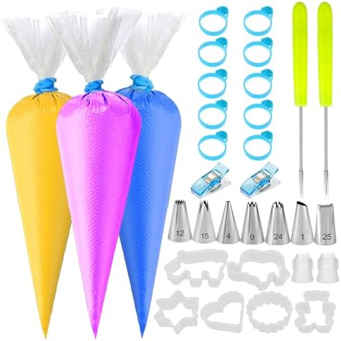 129Pcs Piping Bags and Tips Set - 100 12Inch Disposable Tipless Piping
