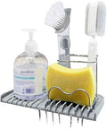 Gosmol Kitchen Sink Dish Brush and Sponge Holder, Gray