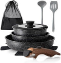 DishDelight Removable Handle Pots and Pans, 10 Piece Cookware Set Non