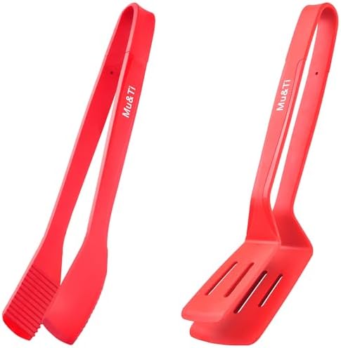 Mu&Ti Silicone Kitchen Tongs, 2-in-1, 11 In