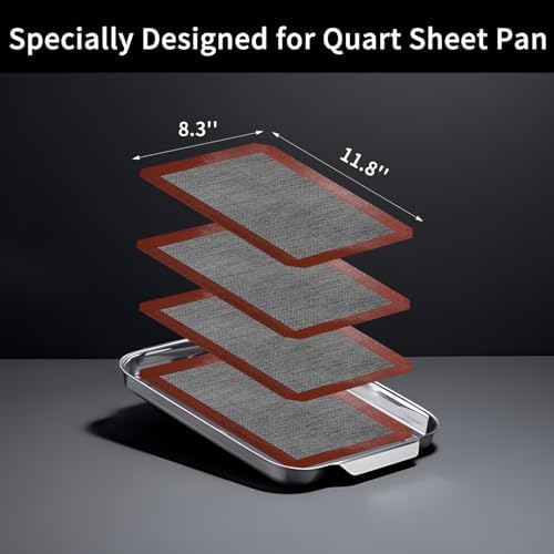 Small Silicone Baking Mats, Set of 4, 11-4/5 x 8-1/4 Inch