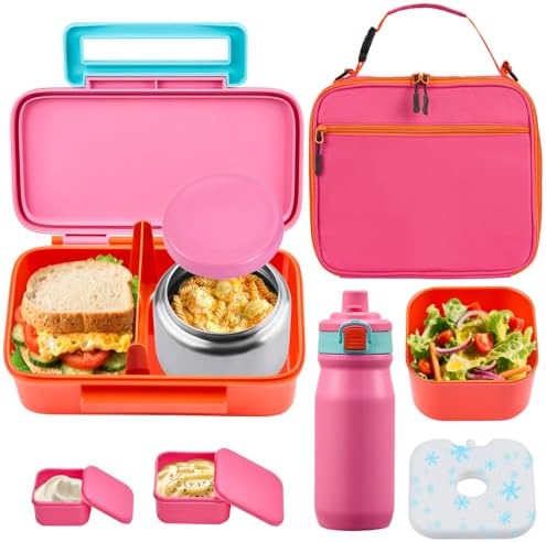 PIQUEBAR Kids Lunch Bento Box with 8oz Thermo Ice Pack Food Container