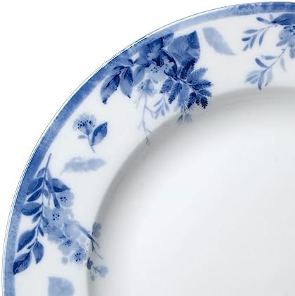 Mikasa Kiley Bone China Lightweight Chip Resistant 16 Piece Dinnerware Set, Service for 4,Blue and White