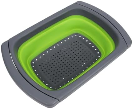 GLOGLOW Over The Sink Colander Collapsible Strainer, Plastic Silicone