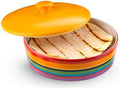 Kook Ceramic Tortilla Warmer, Hand Painted, with Lid, Rainbow Fiesta