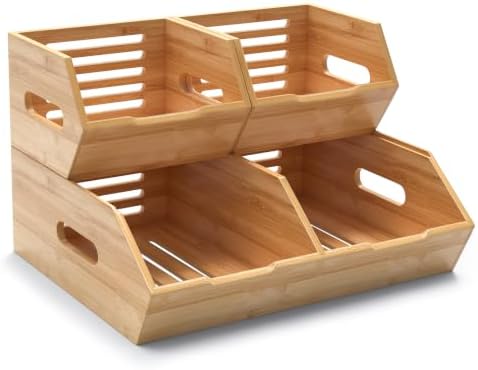 Extra Large Bamboo Pantry Storage Bins-Potato and Onion Food Storage