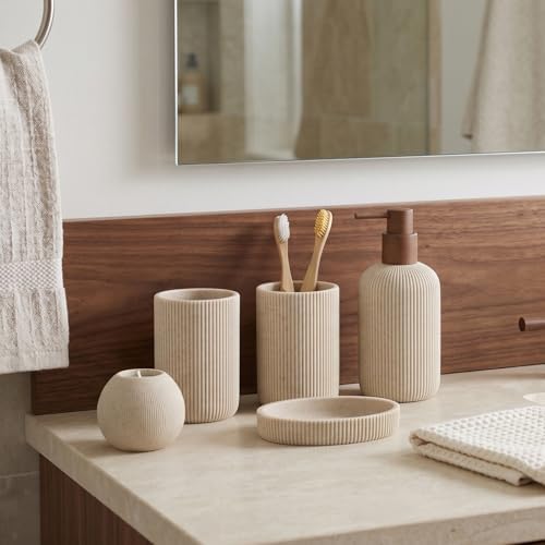 Bathroom Accessories Set, 5 PCS, Beige