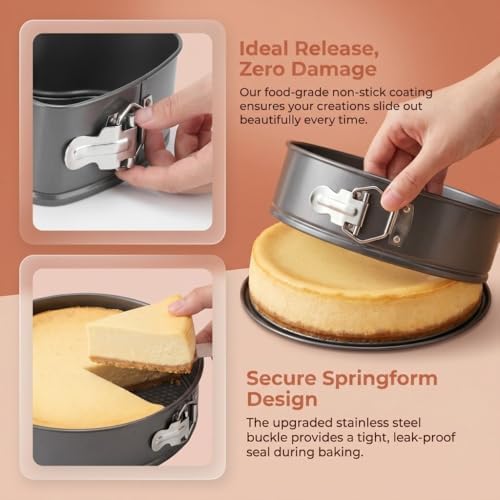Cake Pan Set - Carbon Steel Nonstick Round Heart Square Shapes Baking